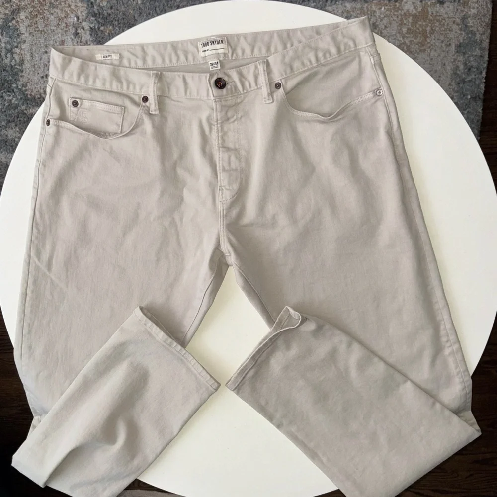 Todd Snyder Men’s Slim Fit 5 Pocket Chino Pant 36x34 Cream
